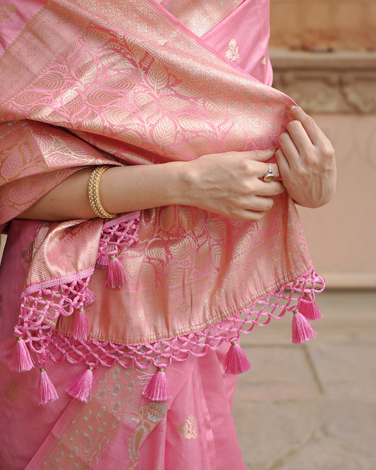 Gulbahar Pink Banarasi Saree