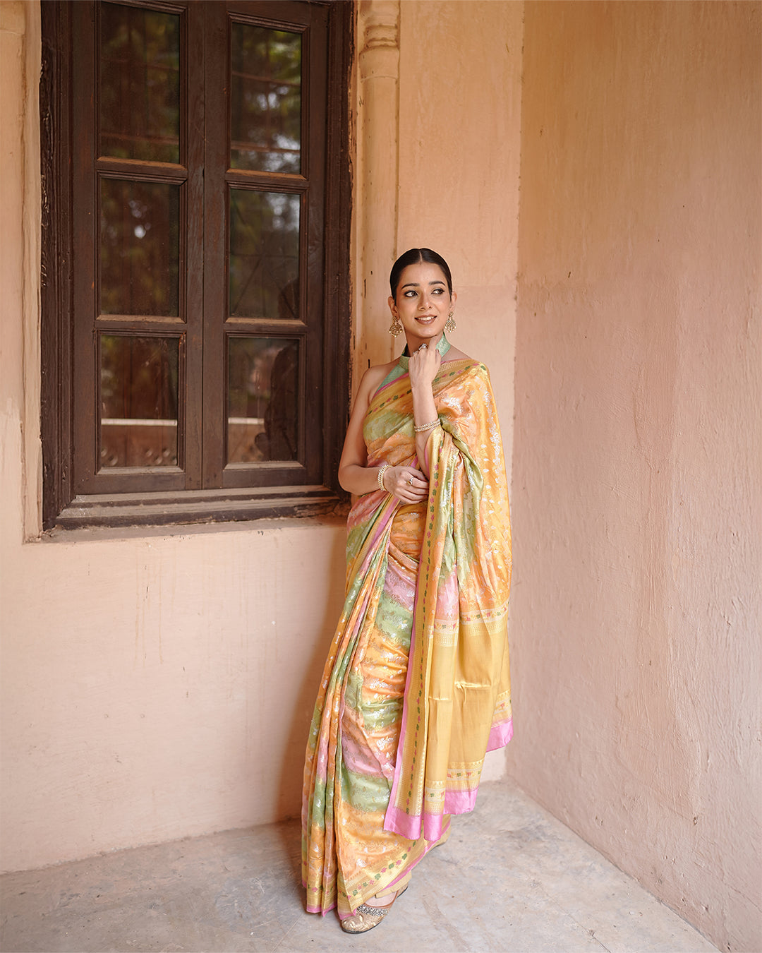Rangkat Pure Banarasi Saree with Pastel Hues with Zari Elegance