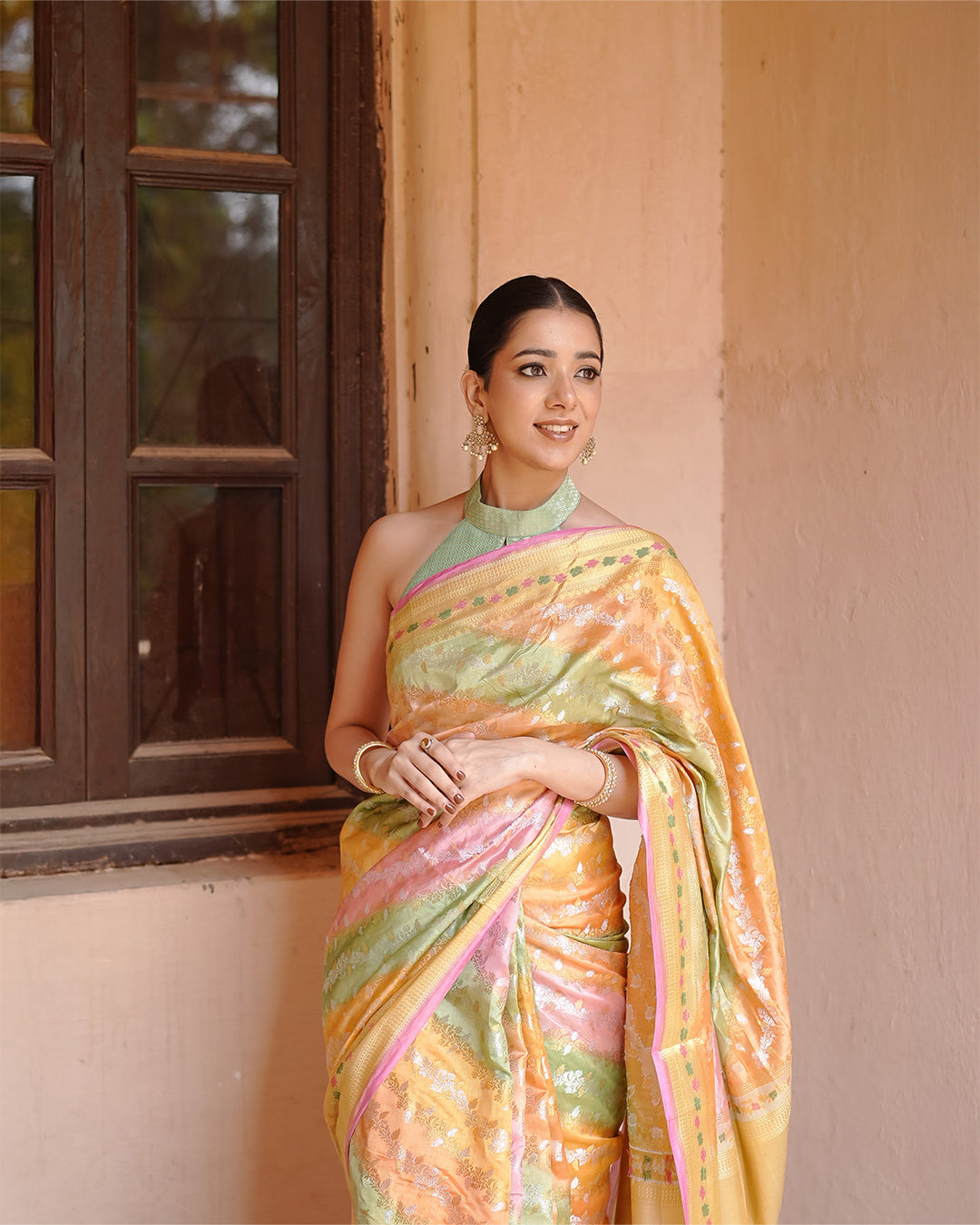 Rangkat Pure Banarasi Saree with Pastel Hues with Zari Elegance