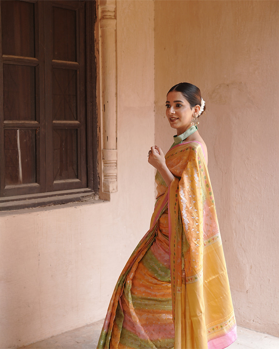 Rangkat Pure Banarasi Saree with Pastel Hues with Zari Elegance