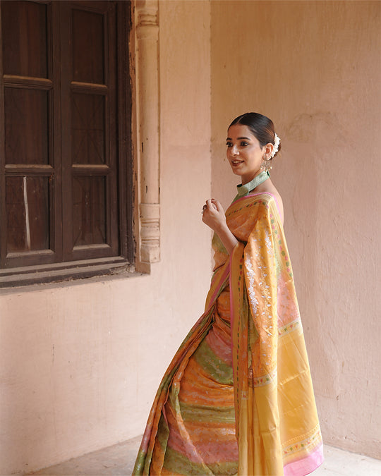 Rangkat Pure Banarasi Saree with Pastel Hues with Zari Elegance
