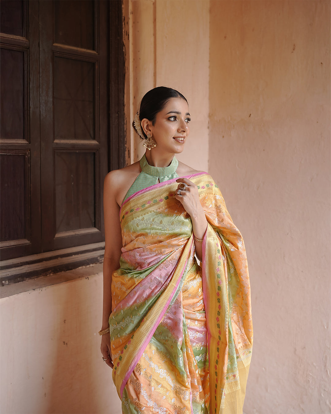 Rangkat Pure Banarasi Saree with Pastel Hues with Zari Elegance