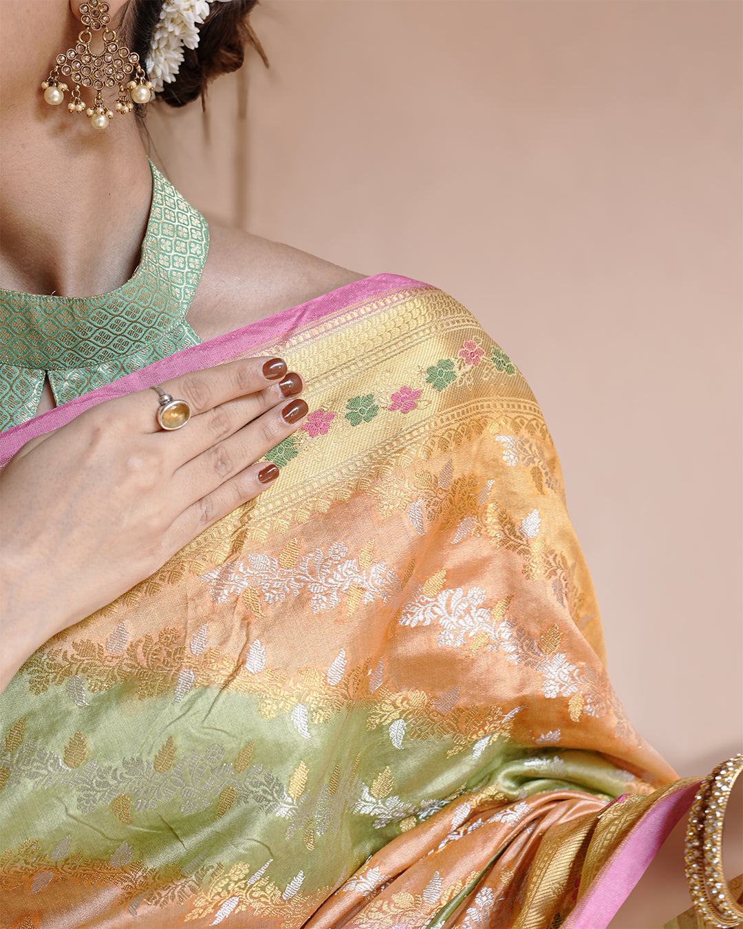 Rangkat Pure Banarasi Saree with Pastel Hues with Zari Elegance