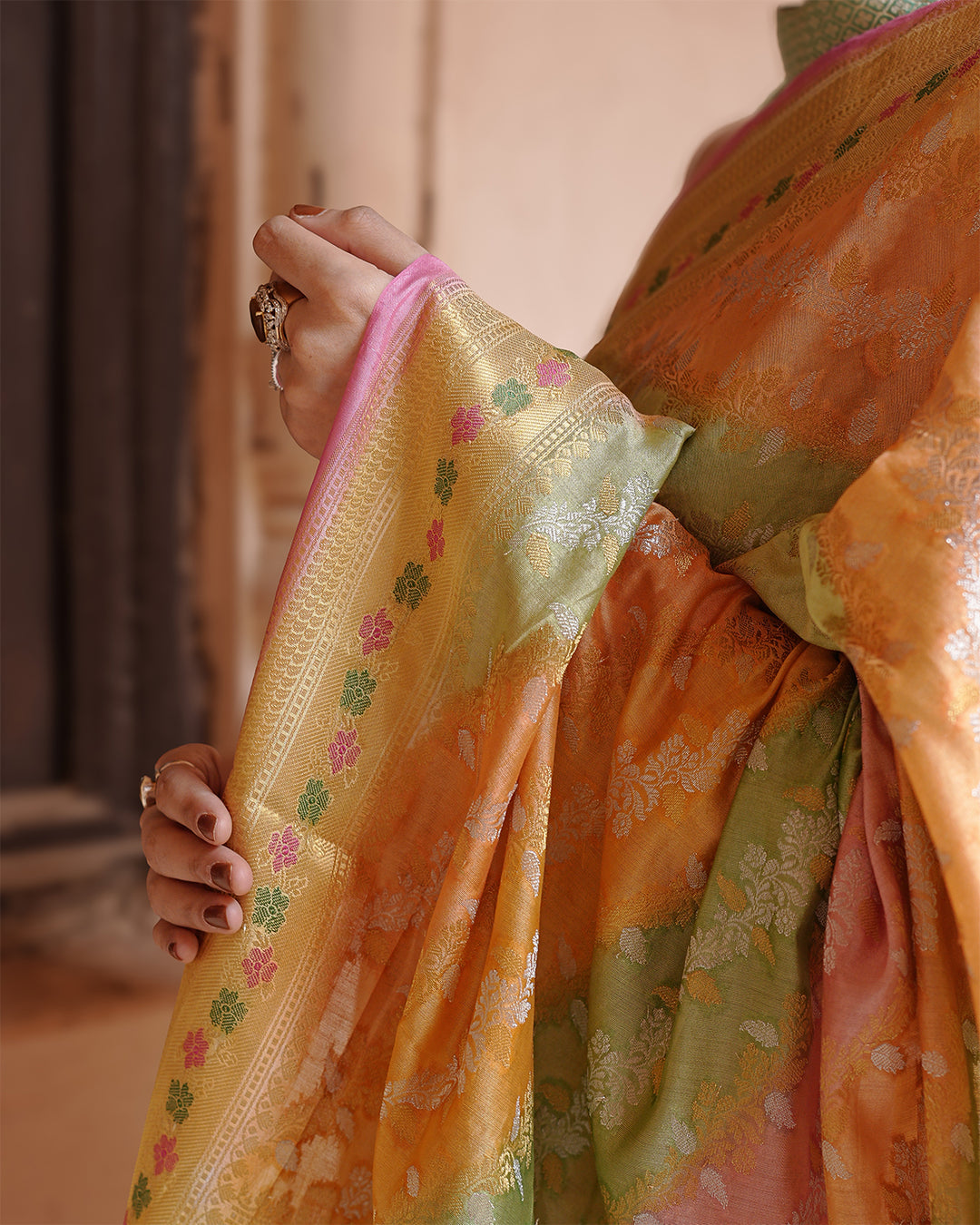 Rangkat Pure Banarasi Saree with Pastel Hues with Zari Elegance