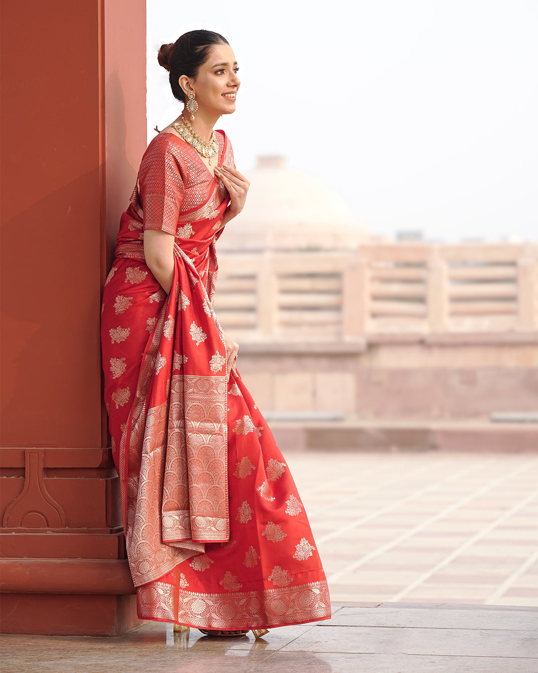 Regal Red Pure Banarasi Silk Saree with Stunning Zari Weaving