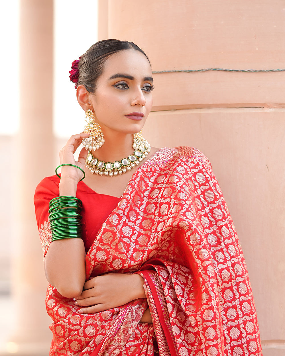 Majestic Red Pure Banarasi Silk Saree with Rich Regal Gold Embellishments