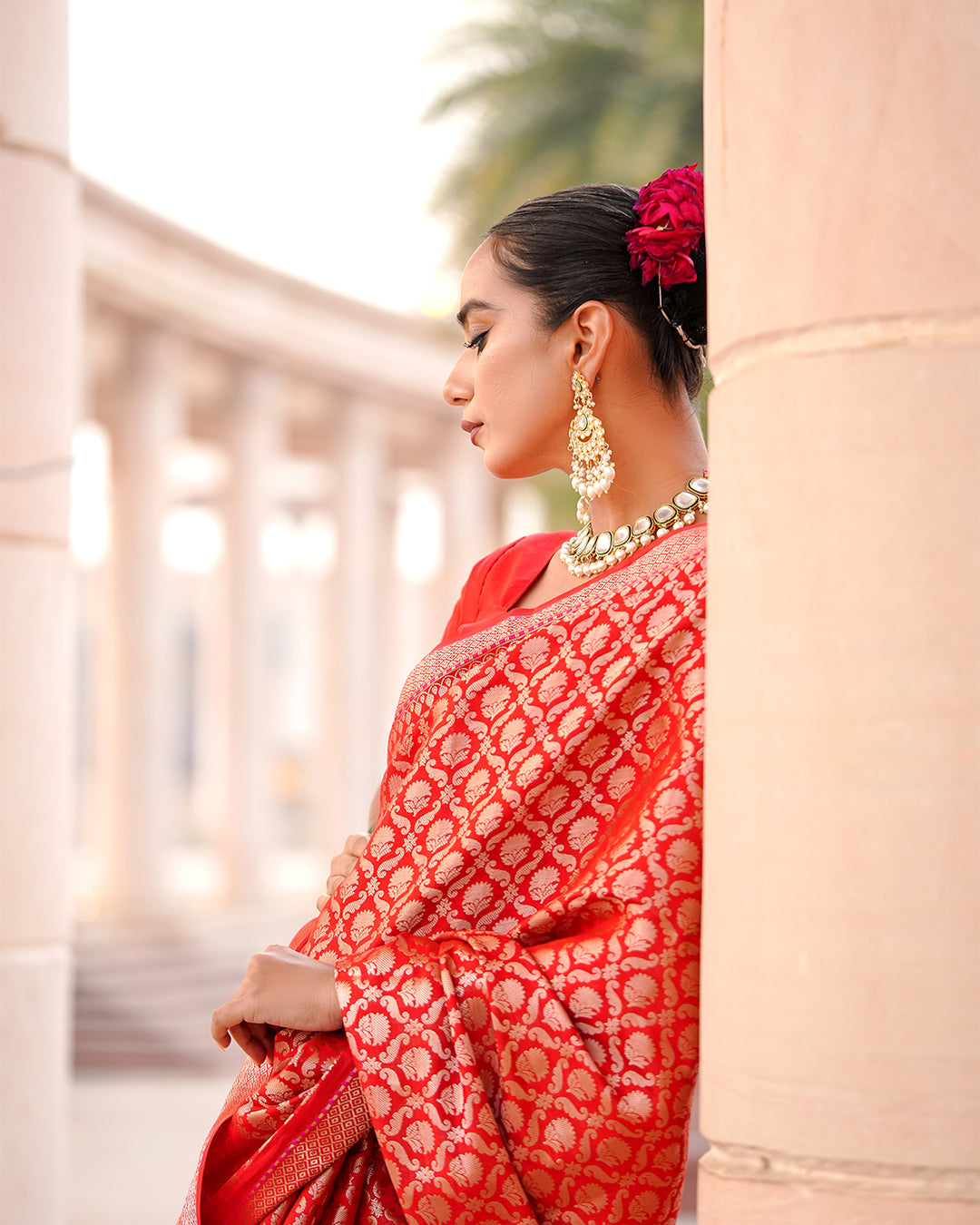 Majestic Red Pure Banarasi Silk Saree with Rich Regal Gold Embellishments