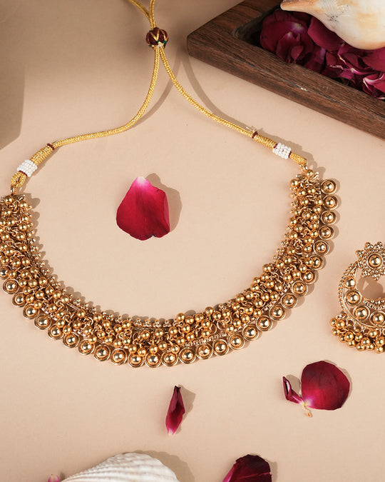 Enchanted Gold Plated Necklace with Earrings