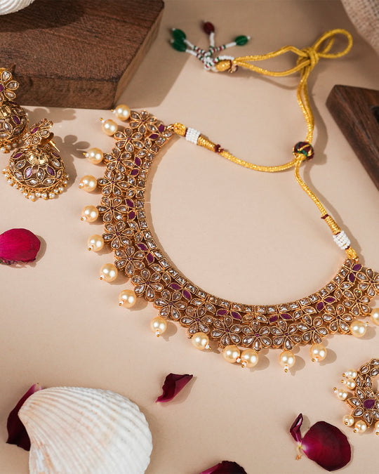 Elegant Kundan Pearl Choker Set