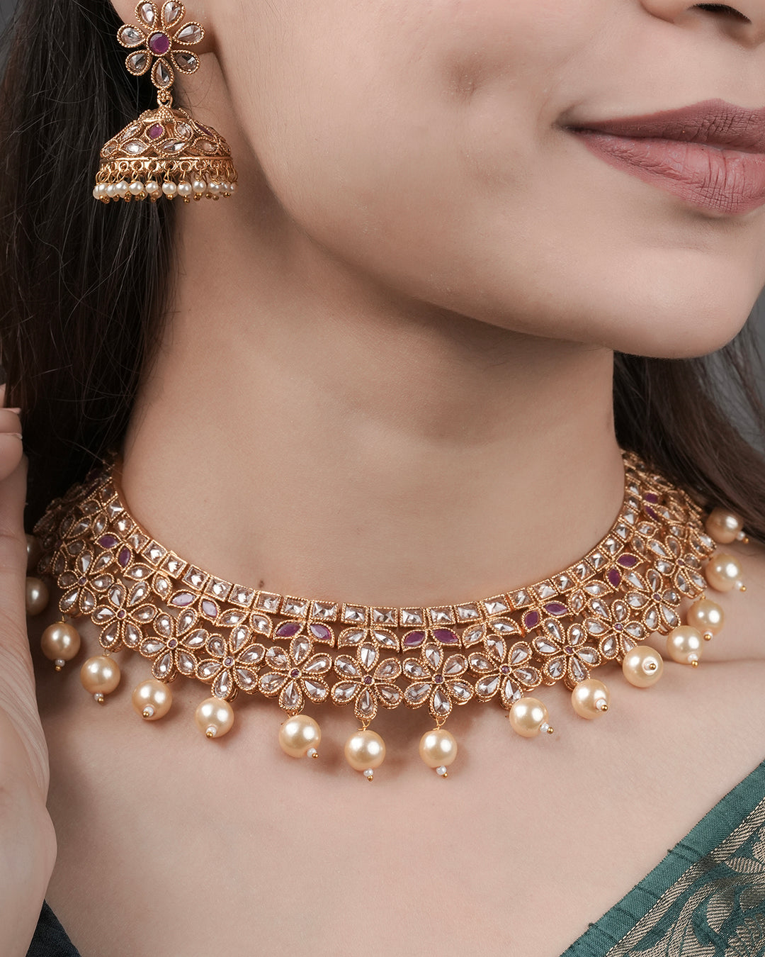 Elegant Kundan Pearl Choker Set