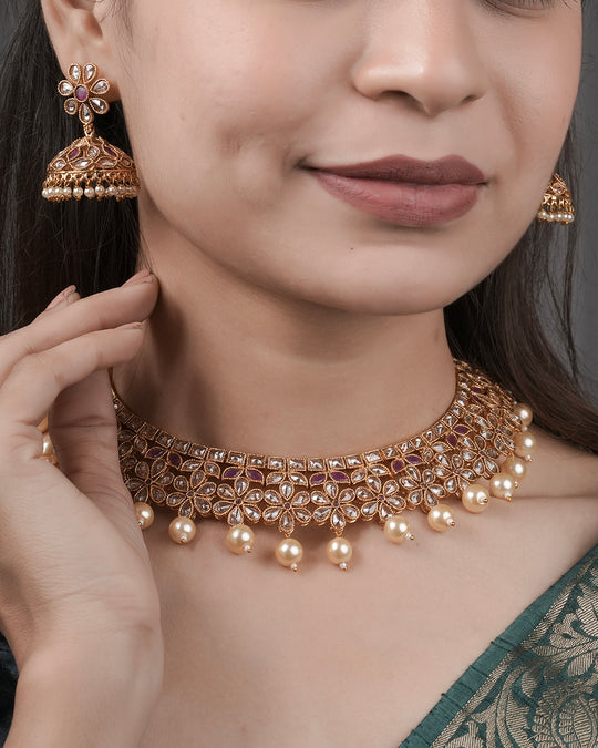 Elegant Kundan Pearl Choker Set