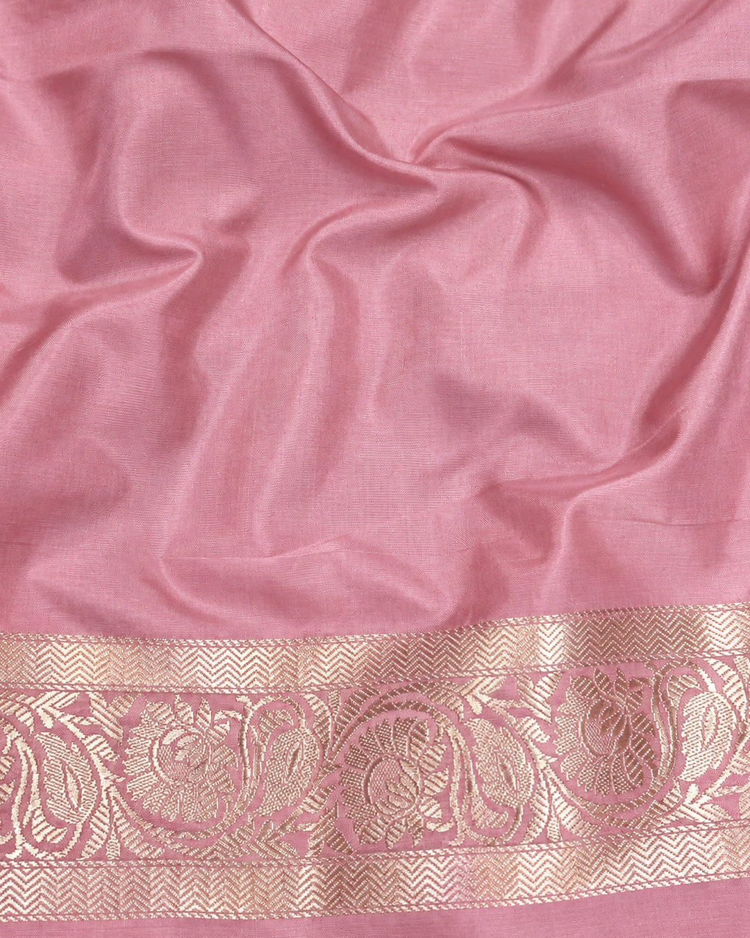 Soft Mauve Pink Pure Katan Saree with Floral Rosette Weaving
