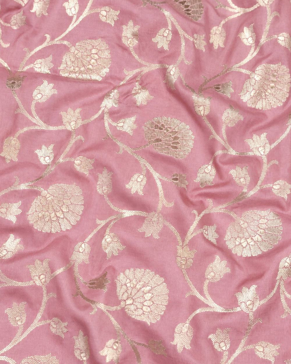 Soft Mauve Pink Pure Katan Saree with Floral Rosette Weaving