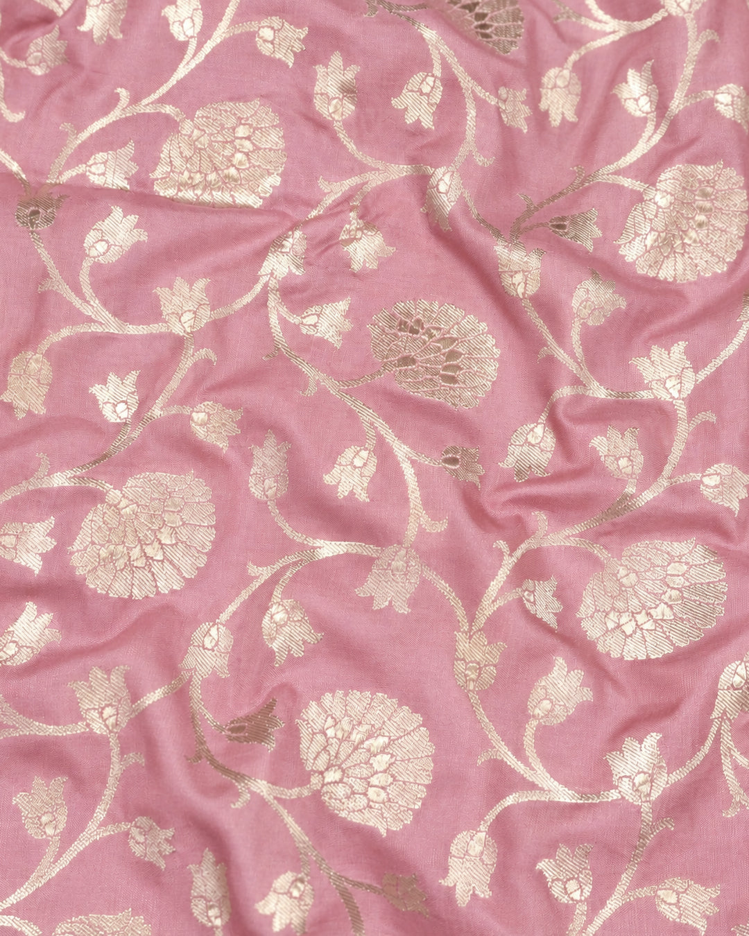Soft Mauve Pink Pure Katan Saree with Floral Rosette Weaving