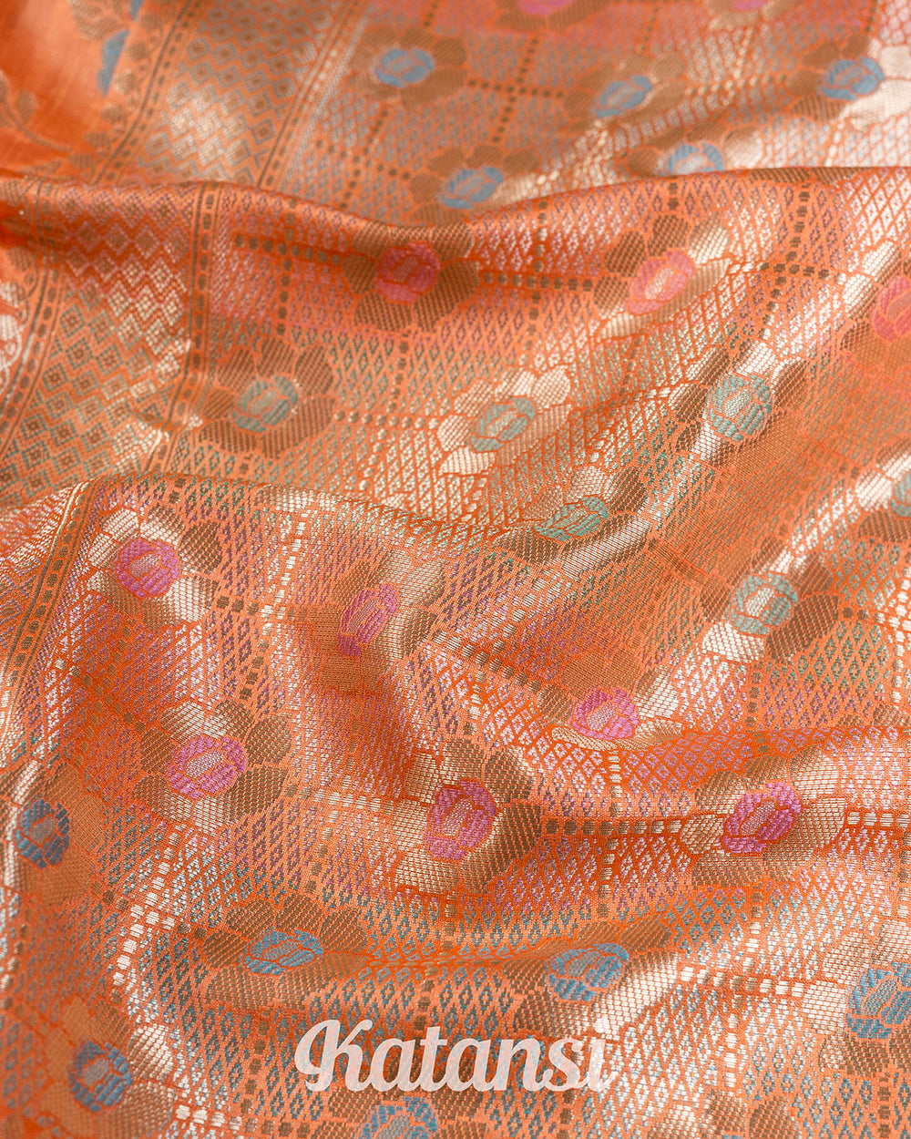 Orange Meenakari Handwoven Banarasi Saree