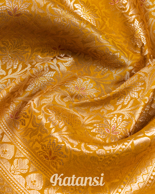 Yellow Jangla Handwoven Banarasi Saree