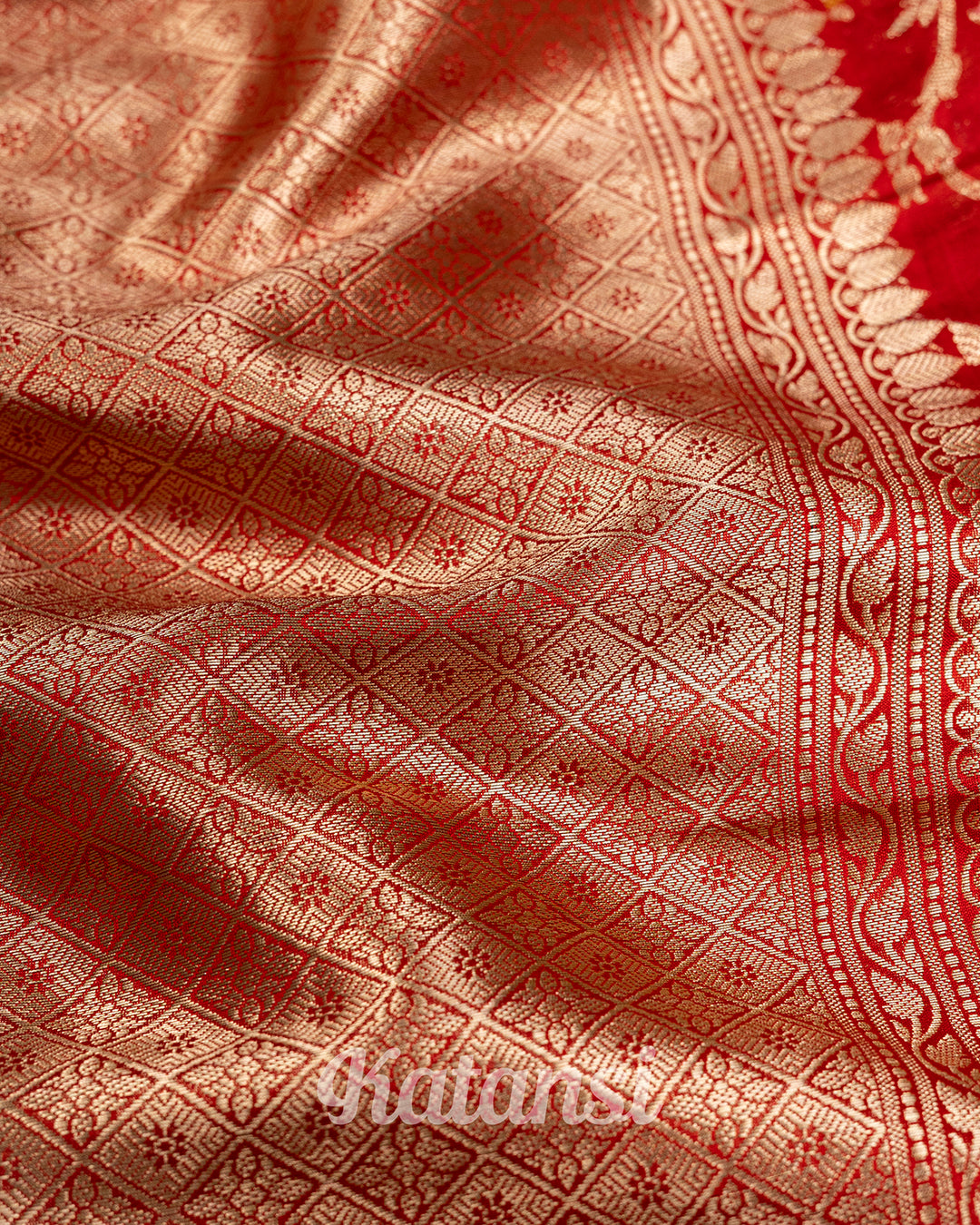 Red Meenakari Jaal Handwoven Banarasi Saree