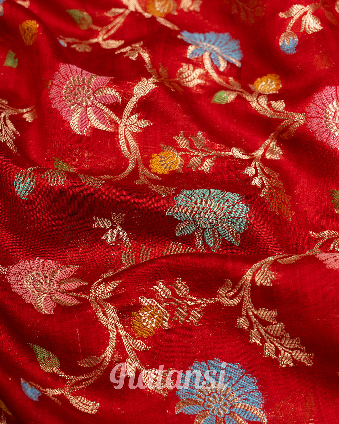 Red Meenakari Jaal Handwoven Banarasi Saree