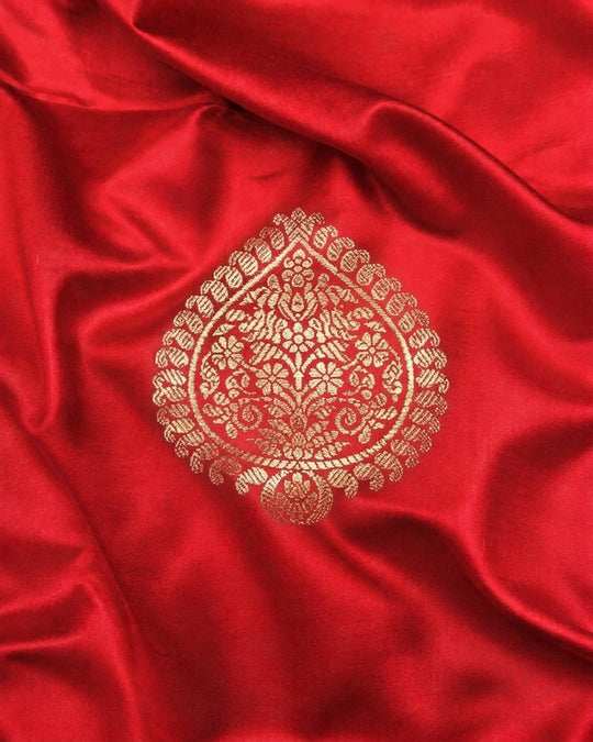 Red Pure Banarasi Saree with Ornate Paisley Buta Weaves