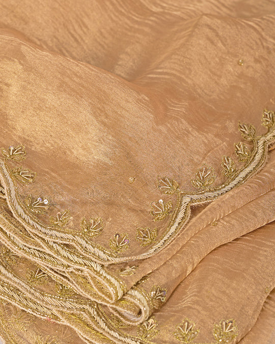 Golden Mist Pure Tissue Saree with Hand Thread Work Border