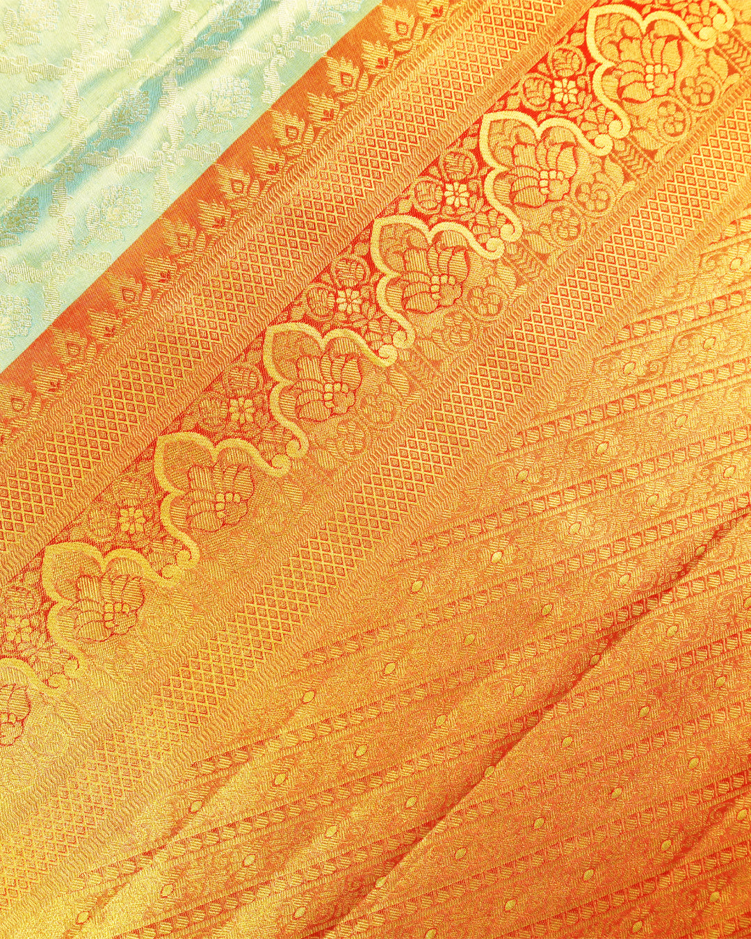 Mint Pure Kanjivaram Saree with Delicate Butidar Weaves