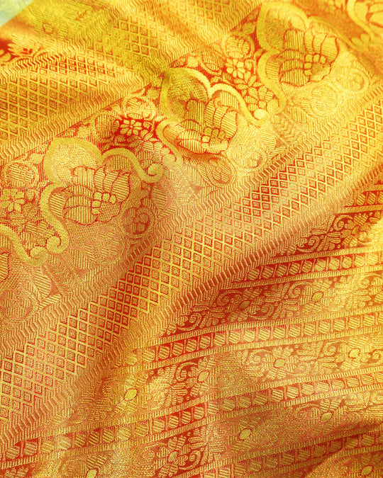 Mint Pure Kanjivaram Saree with Delicate Butidar Weaves