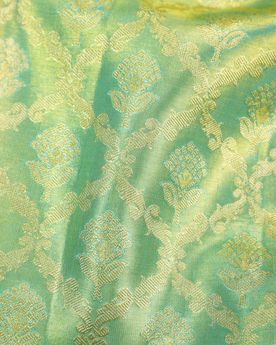 Mint Pure Kanjivaram Saree with Delicate Butidar Weaves