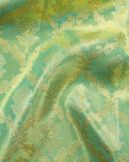 Mint Pure Kanjivaram Saree with Delicate Butidar Weaves