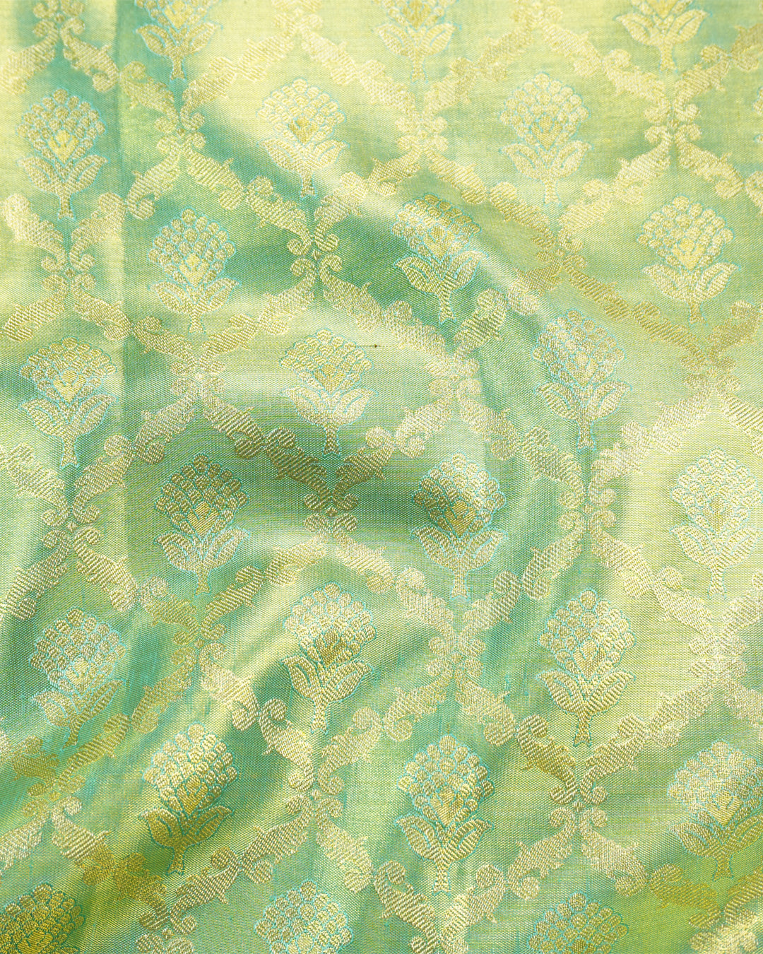 Mint Pure Kanjivaram Saree with Delicate Butidar Weaves
