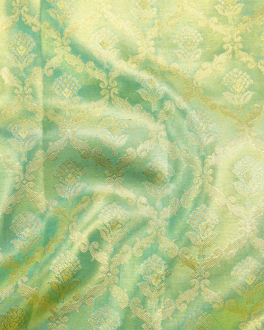 Mint Pure Kanjivaram Saree with Delicate Butidar Weaves