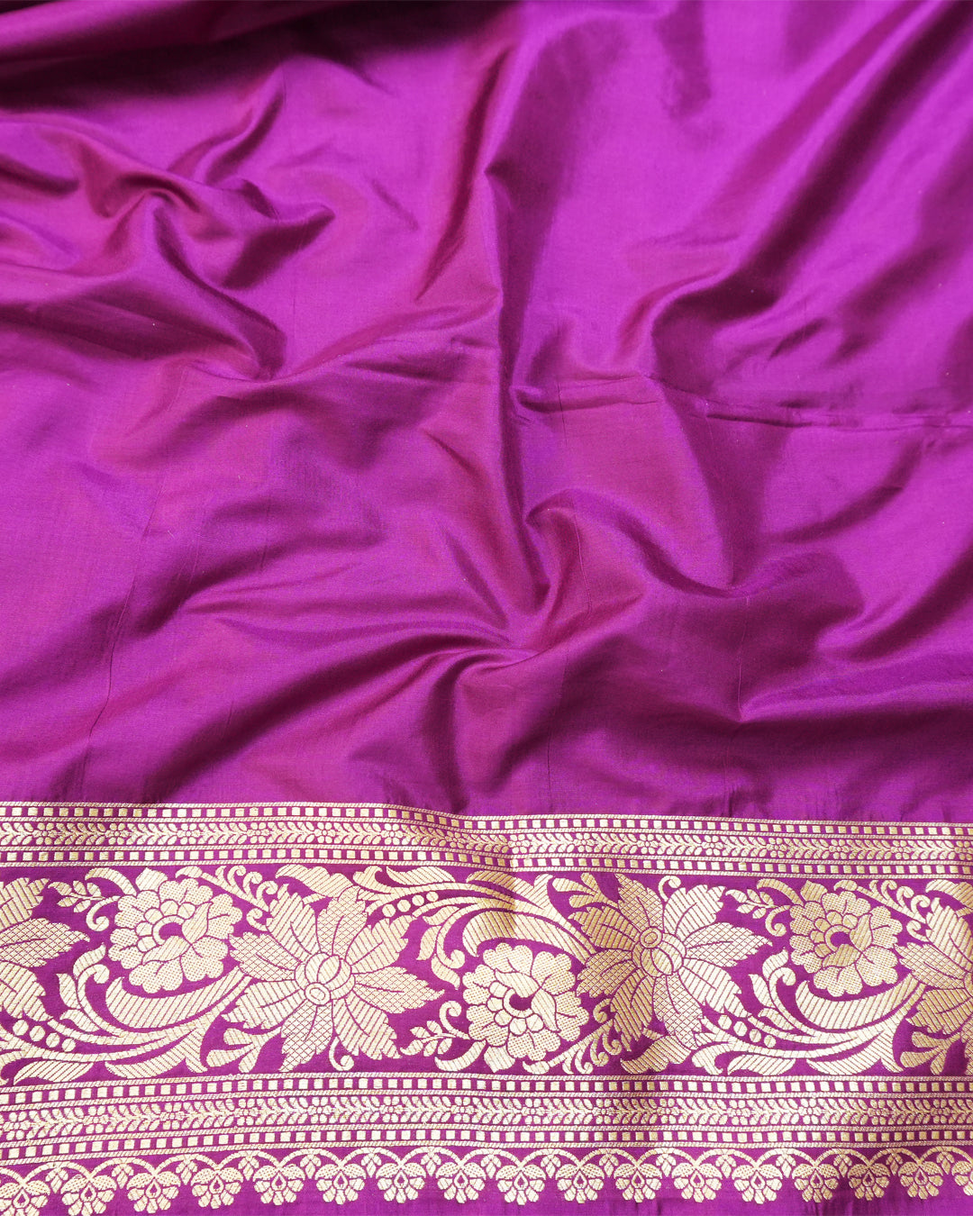 Fuchsia Purple Pure Katan Saree with Jaal Weaving