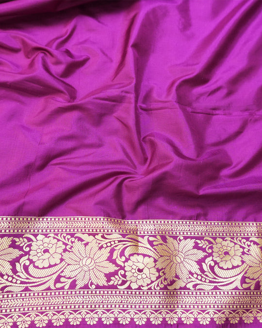 Fuchsia Purple Pure Katan Saree with Jaal Weaving