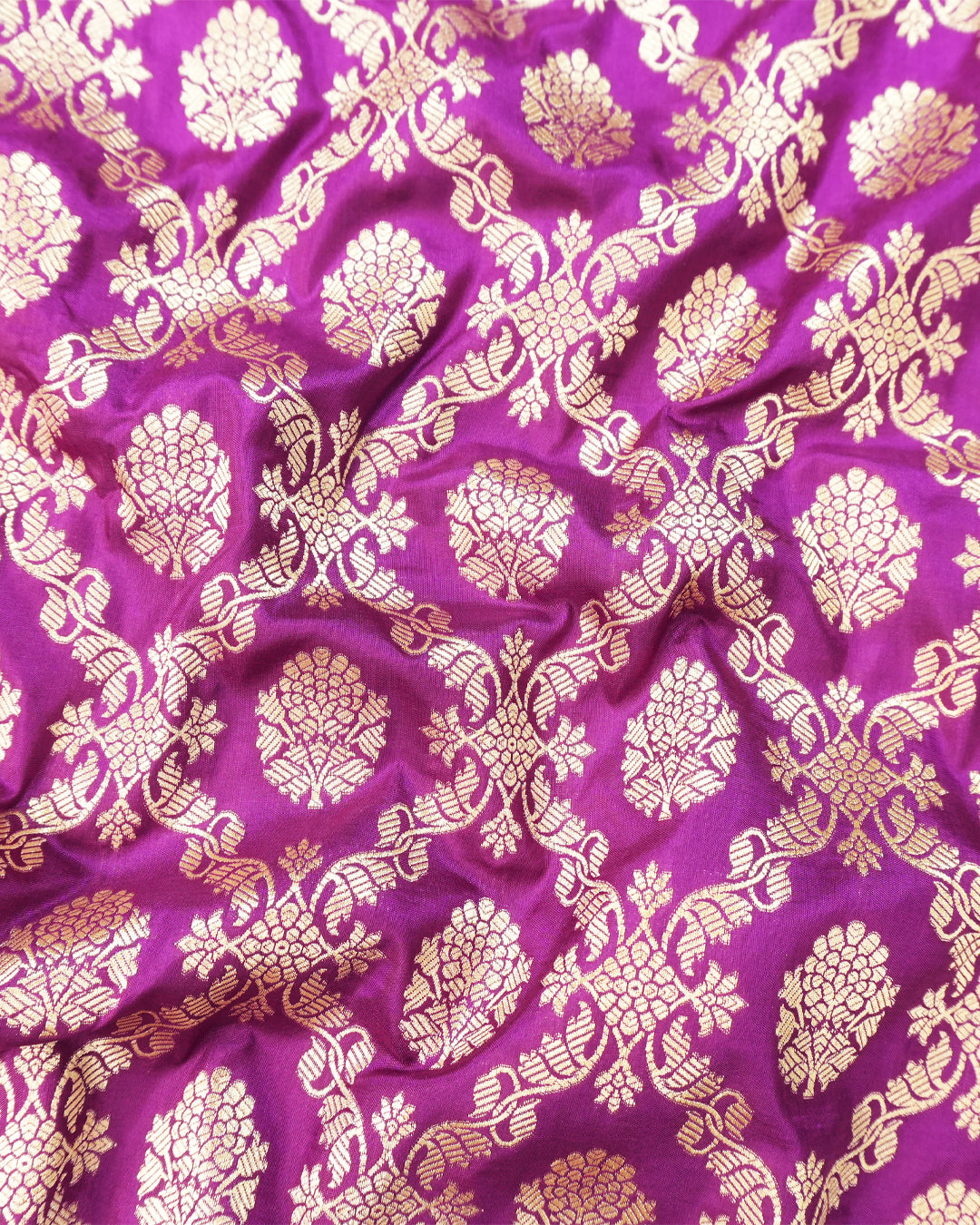 Fuchsia Purple Pure Katan Saree with Jaal Weaving