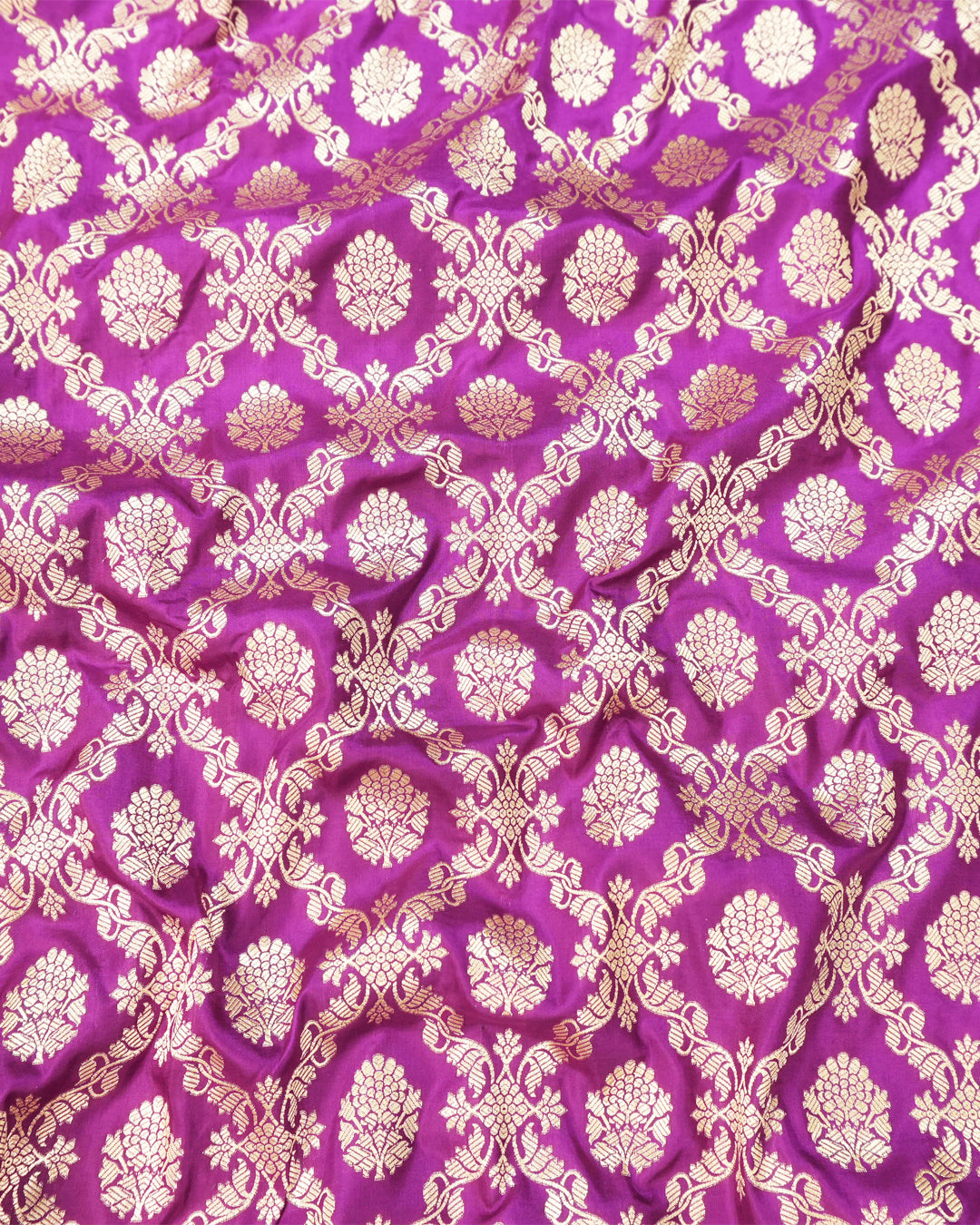 Fuchsia Purple Pure Katan Saree with Jaal Weaving