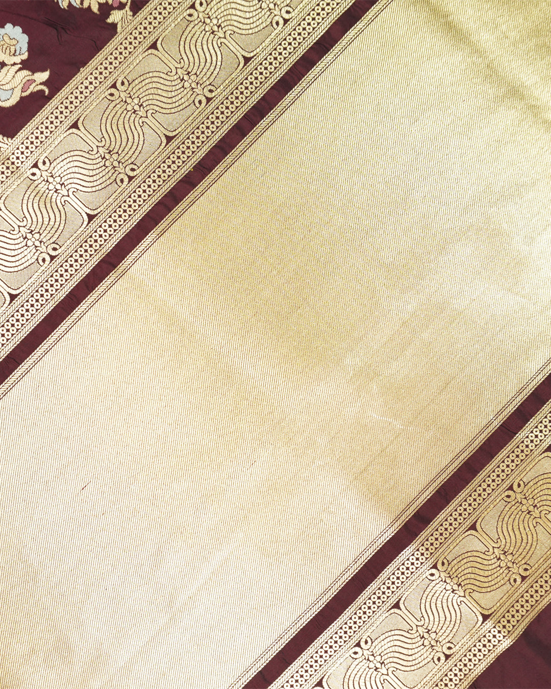Deep Wine Pure Katan Saree with Floral Meenakari Jaal Weaving