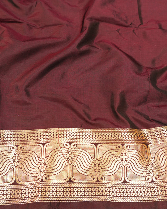 Deep Wine Pure Katan Saree with Floral Meenakari Jaal Weaving