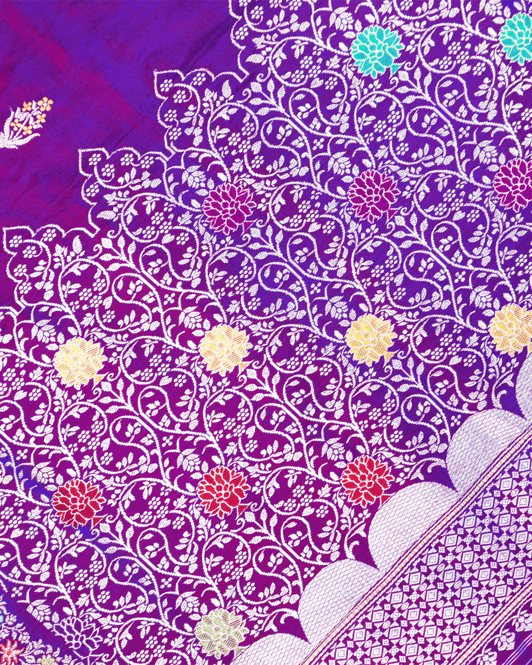 Kadwa Pure Handwoven Katan Banarasi Silk Saree - Purple Dual Shade