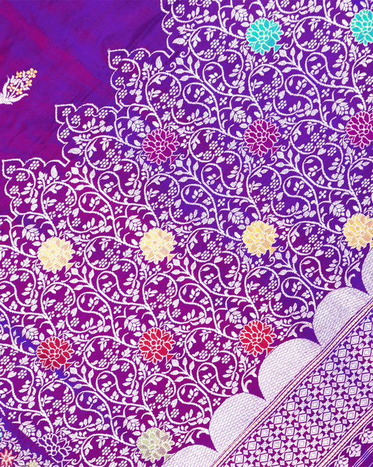 Kadwa Pure Handwoven Katan Banarasi Silk Saree - Purple Dual Shade