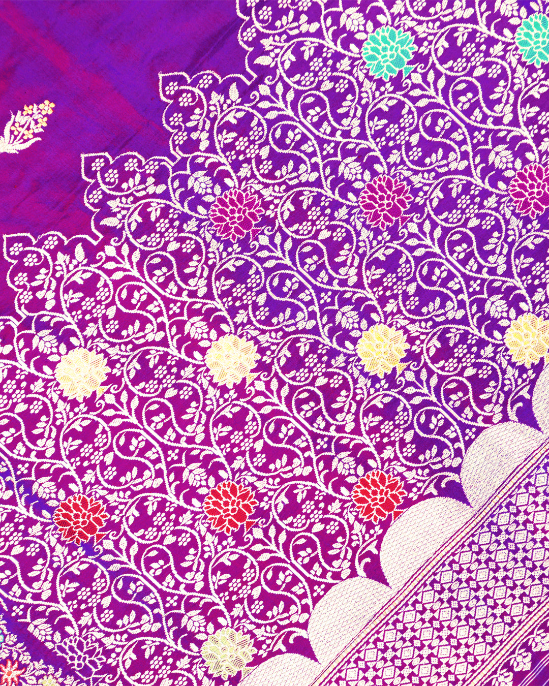 Kadwa Pure Handwoven Katan Banarasi Silk Saree - Purple Dual Shade