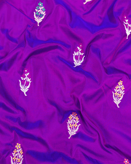 Kadwa Pure Handwoven Katan Banarasi Silk Saree - Purple Dual Shade