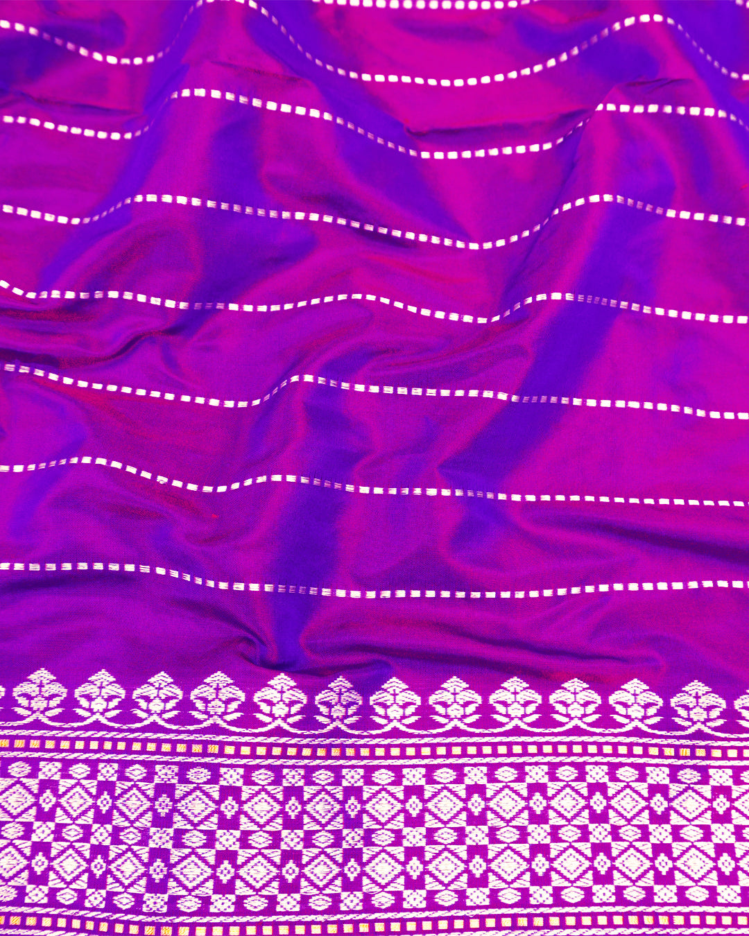 Kadwa Pure Handwoven Katan Banarasi Silk Saree - Purple Dual Shade