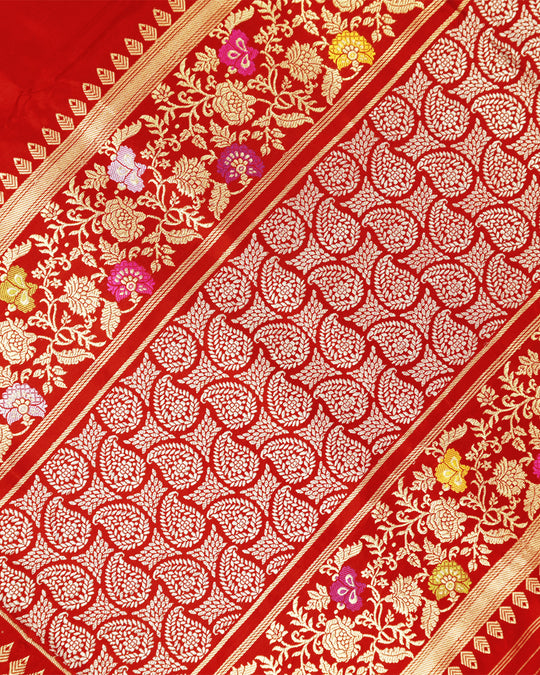 Kadwa Pure Handwoven Katan Banarasi Silk Saree - Red