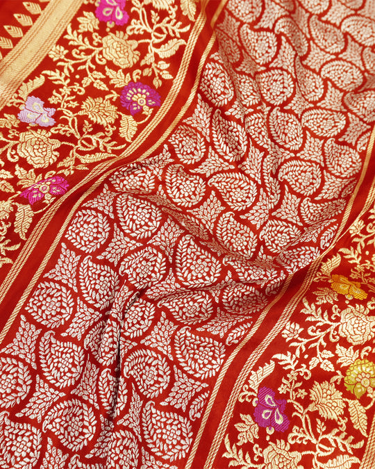 Kadwa Pure Handwoven Katan Banarasi Silk Saree - Red