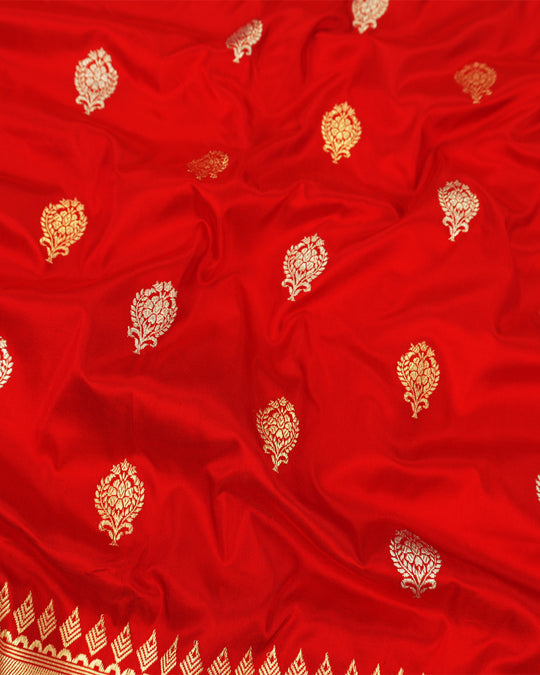 Kadwa Pure Handwoven Katan Banarasi Silk Saree - Red