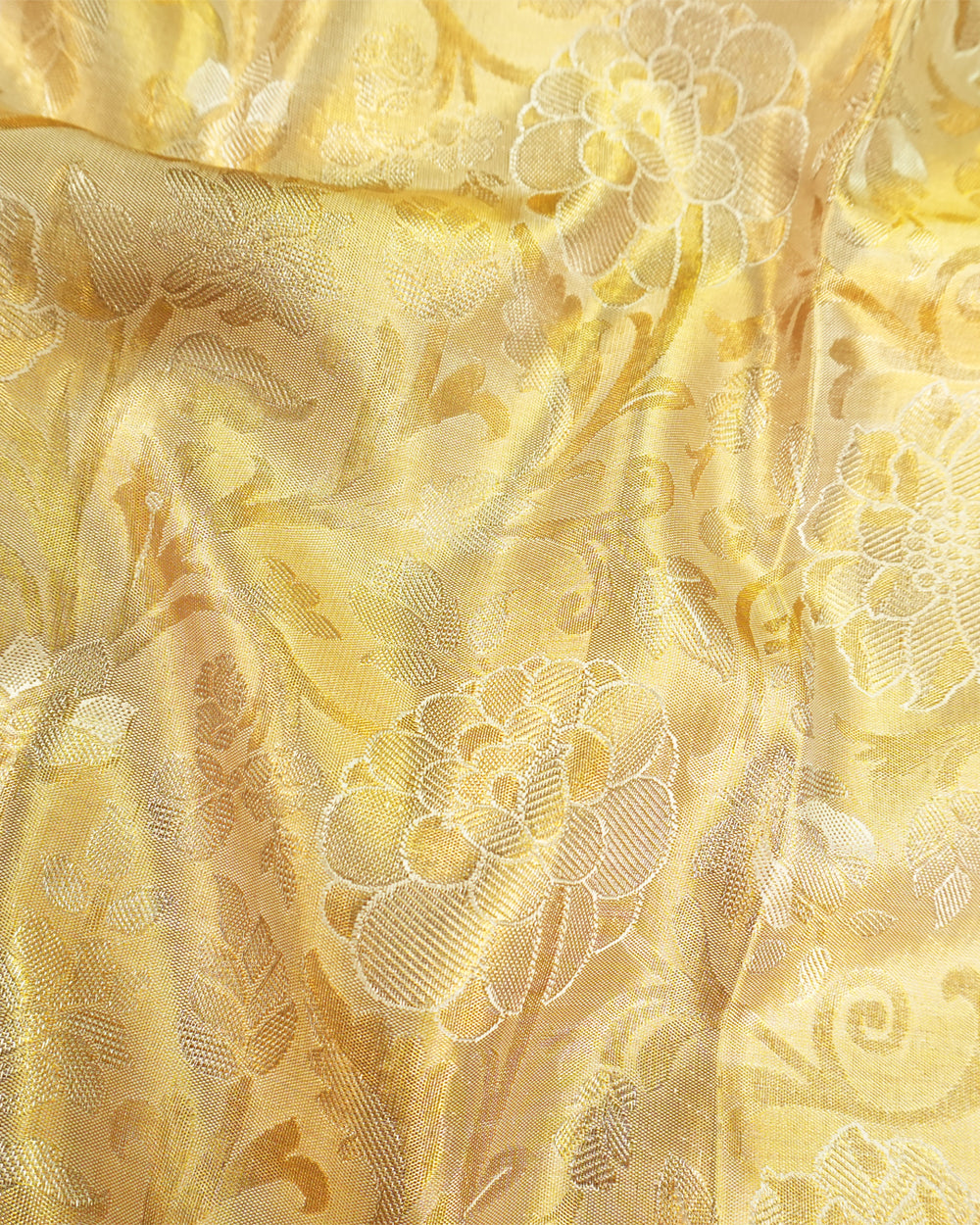 Ivory Cream Pure Kanjivaram Saree with Floral Jaal Vine Weaving