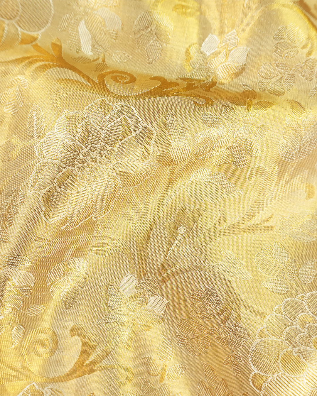 Ivory Cream Pure Kanjivaram Saree with Floral Jaal Vine Weaving