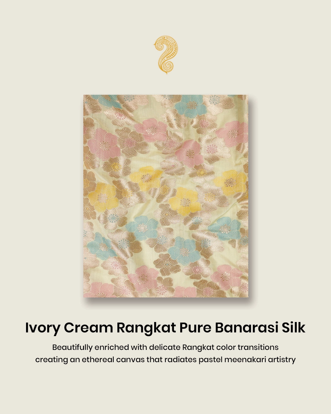 Ivory Cream Rangkat Pure Banarasi with Pastel Floral Meenakari Jaal Weaving