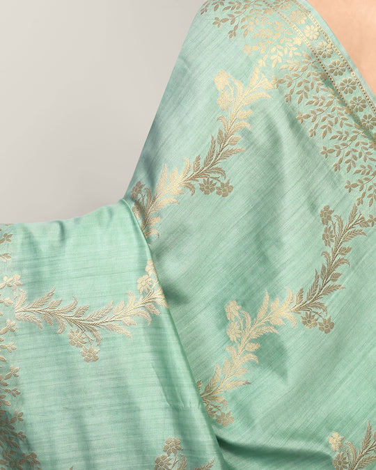 Light Pista Green Handwoven Banarasi Silk Saree