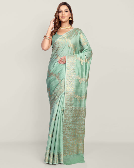 Light Pista Green Handwoven Banarasi Silk Saree