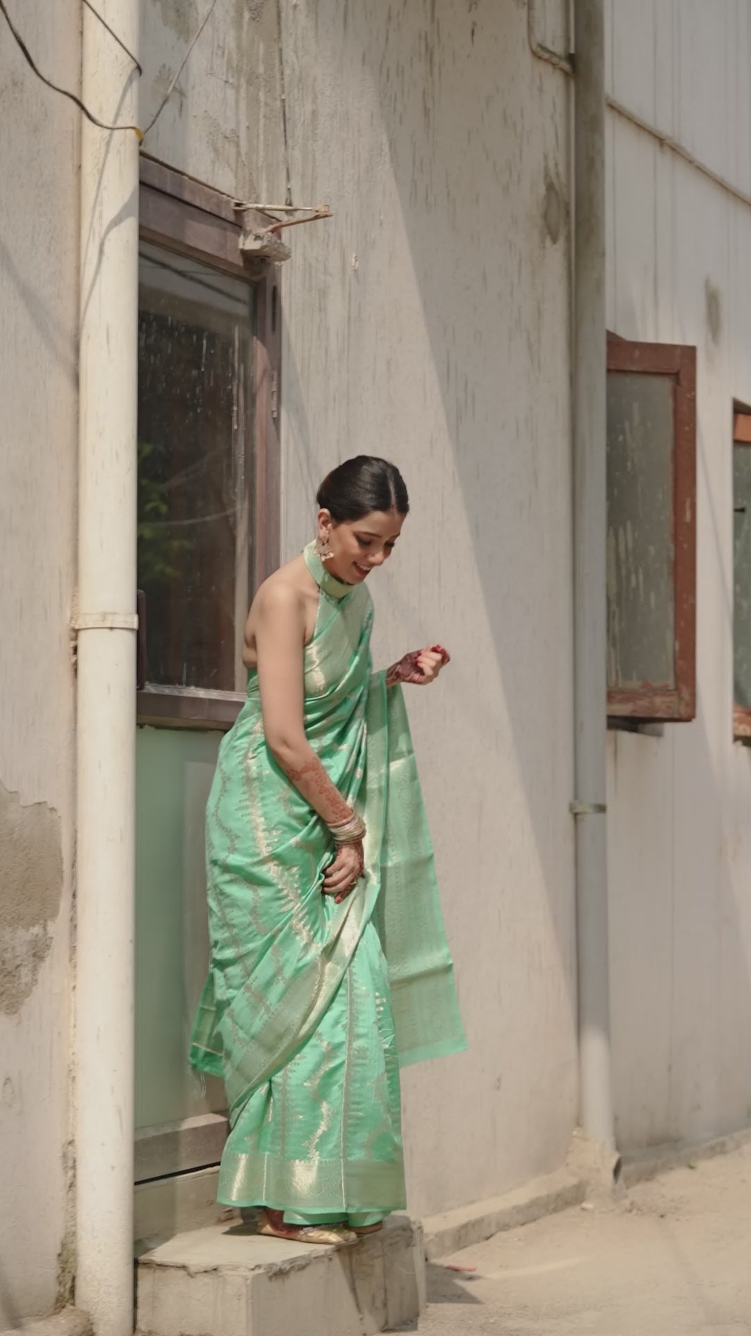 Opulent Mint Green Banarasi Silk Saree Adorned with Regal Blooming Zari and Ethereal Brocade Accents